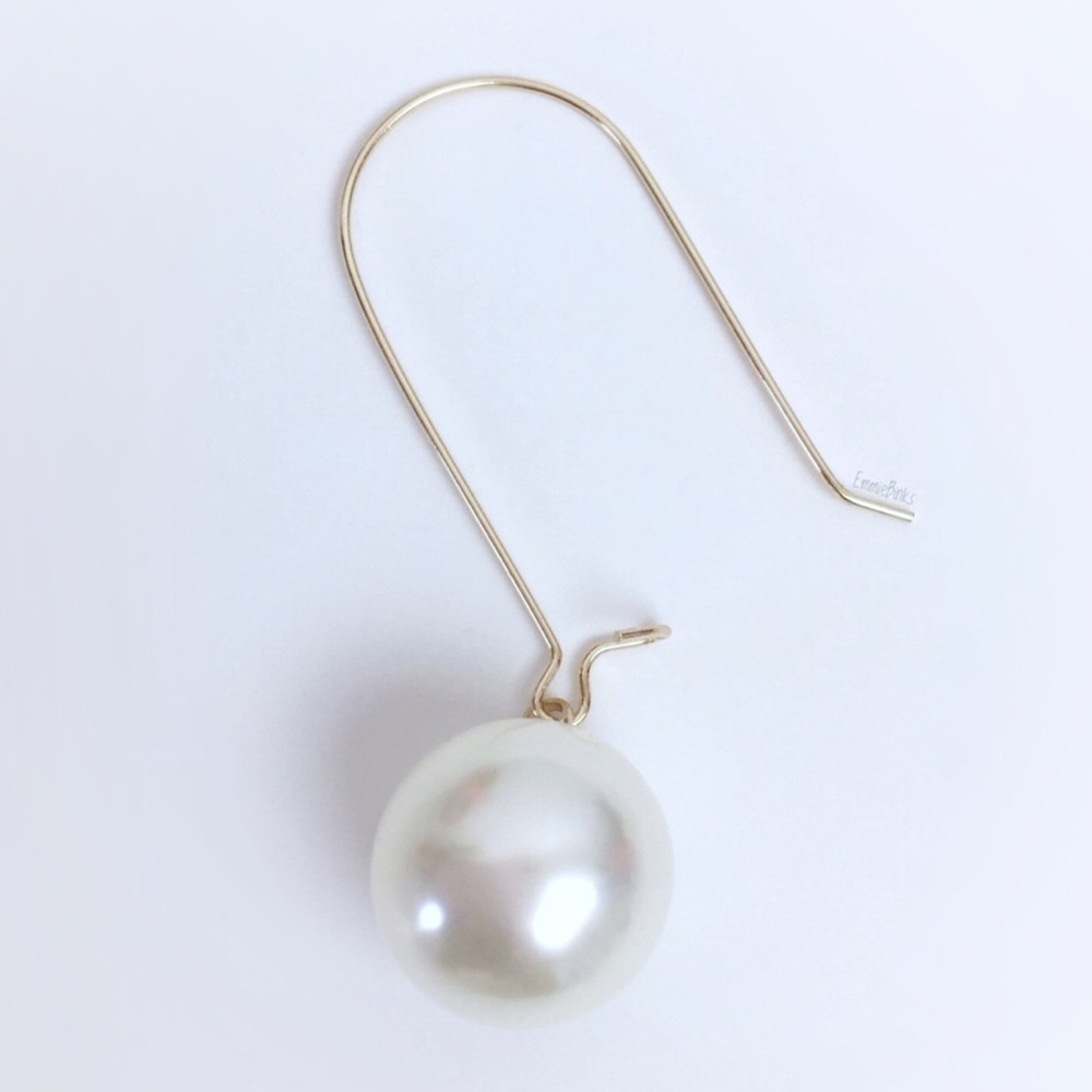 New Threader Style Pearl Drop Dangle Earrings - Kidney Wire Dangle - Picture 4 of 16